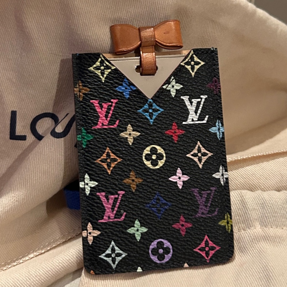 PRISTINE LV x TM  MURAKAMI card holder/mirror/bow in Noir